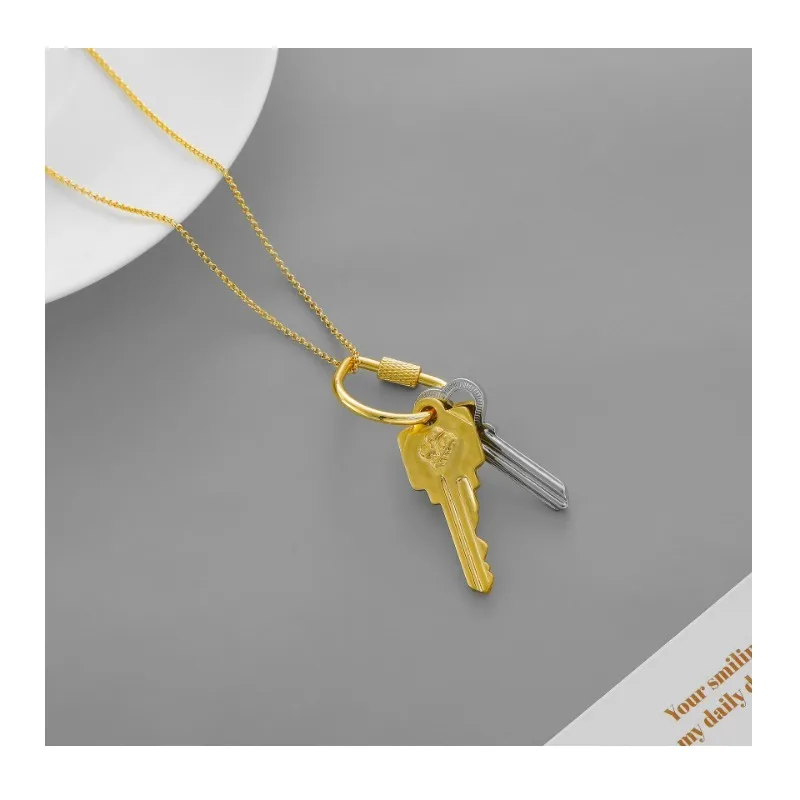 

Home New Double Key Necklace Korean Niche Simple Temperament Unique Gold and Silver Long Key Sweater Chain