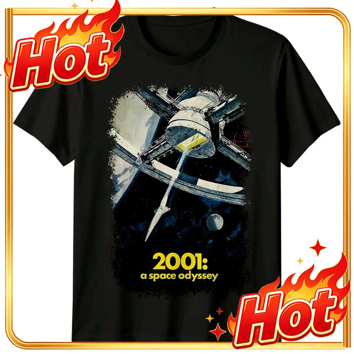 Custom Top Classic Retro Science Fiction Film 2001 A Space Odyssey Graphic Print T-shirt Men Women Oversized Cotton Homewear