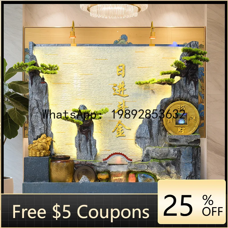 

2-27 Fake Mountain Water Fountain Screen Wall Water Flow Screen Living Room Landscape Wall Fish Pond Wealth-Attracting Ornament
