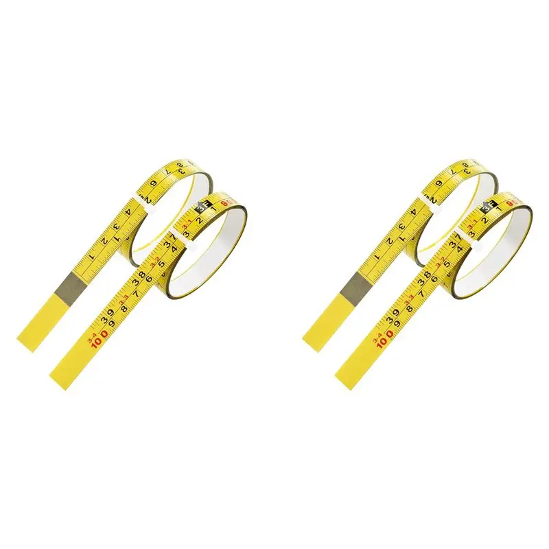 AT05-4 Packs Steel Self-Adhesive Measuring Tape, Right To Left Reading 100Cm Or 39-Inch Imperial And Metric Ruler Tape