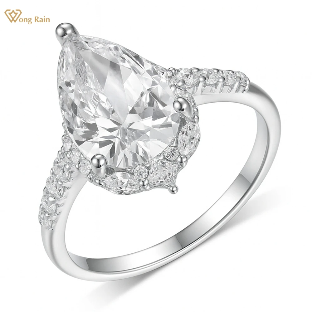 

Wong Rain 925 Sterling Silver 3EX VVS1 D Color Pear Cut 4 CT Real Moissanite Diamonds Gems Wedding Engagement Rings Fine Jewelry