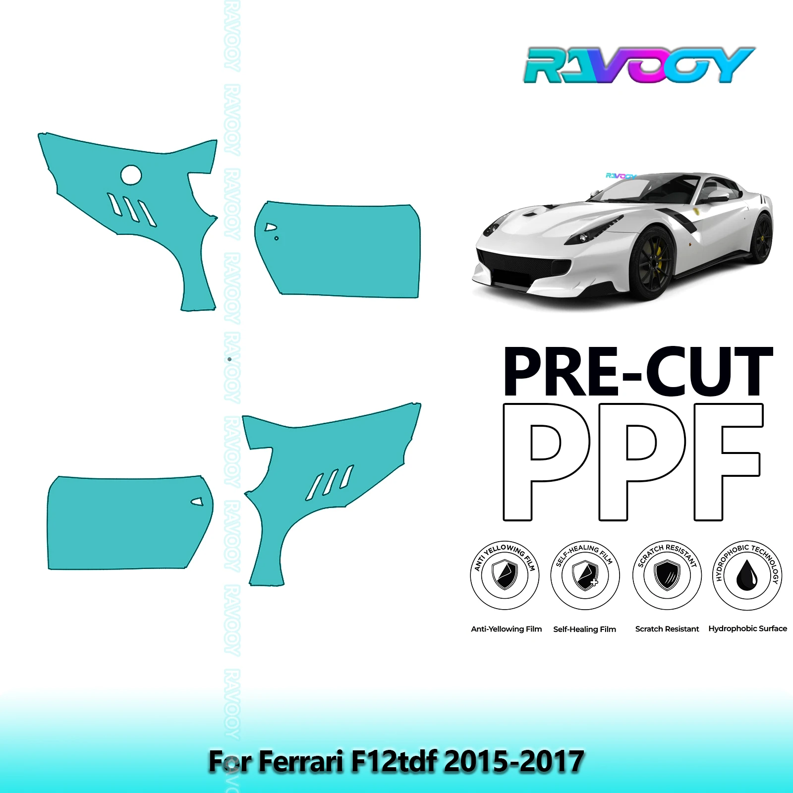 

For Ferrari F12tdf 2015-2017 8.5mil Clear Matte Pre-Cut PPF Door & A/B Pillar Kit TPU Paint Protection Film Set