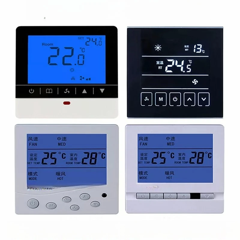Central Air Conditioner LCD Thermostat Touch Screen Intelligent Temperature Control Switch Panel Fan Coil Air Conditioner