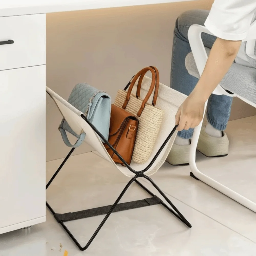 Foldable Bags Storage Racks Multifunctional with Sturdy Metal Frame Storage Basket Open Design Clutter Organizer