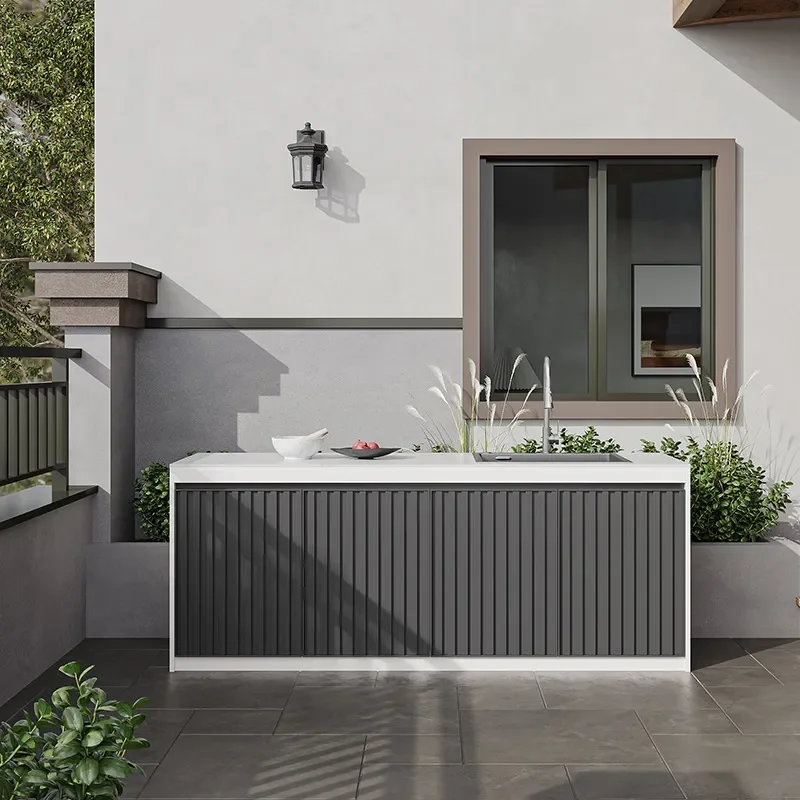 Outdoor Aluminum Honeycomb Washbasin Garden Courtyard Pool Slate Basin with Aluminum Alloy Cabinet for Outdoor Use