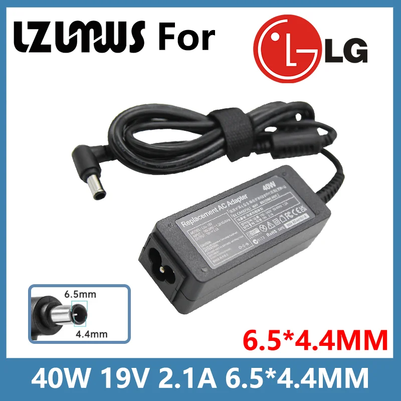 LG 24 인치 LED LCD 모니터 AP16B-A LCAP26B-E ADS-45FSN-19 19040GPCU 충전기 전원 공급 장치 코드, 19V 2.1A 6.5x4.4mm 어댑터