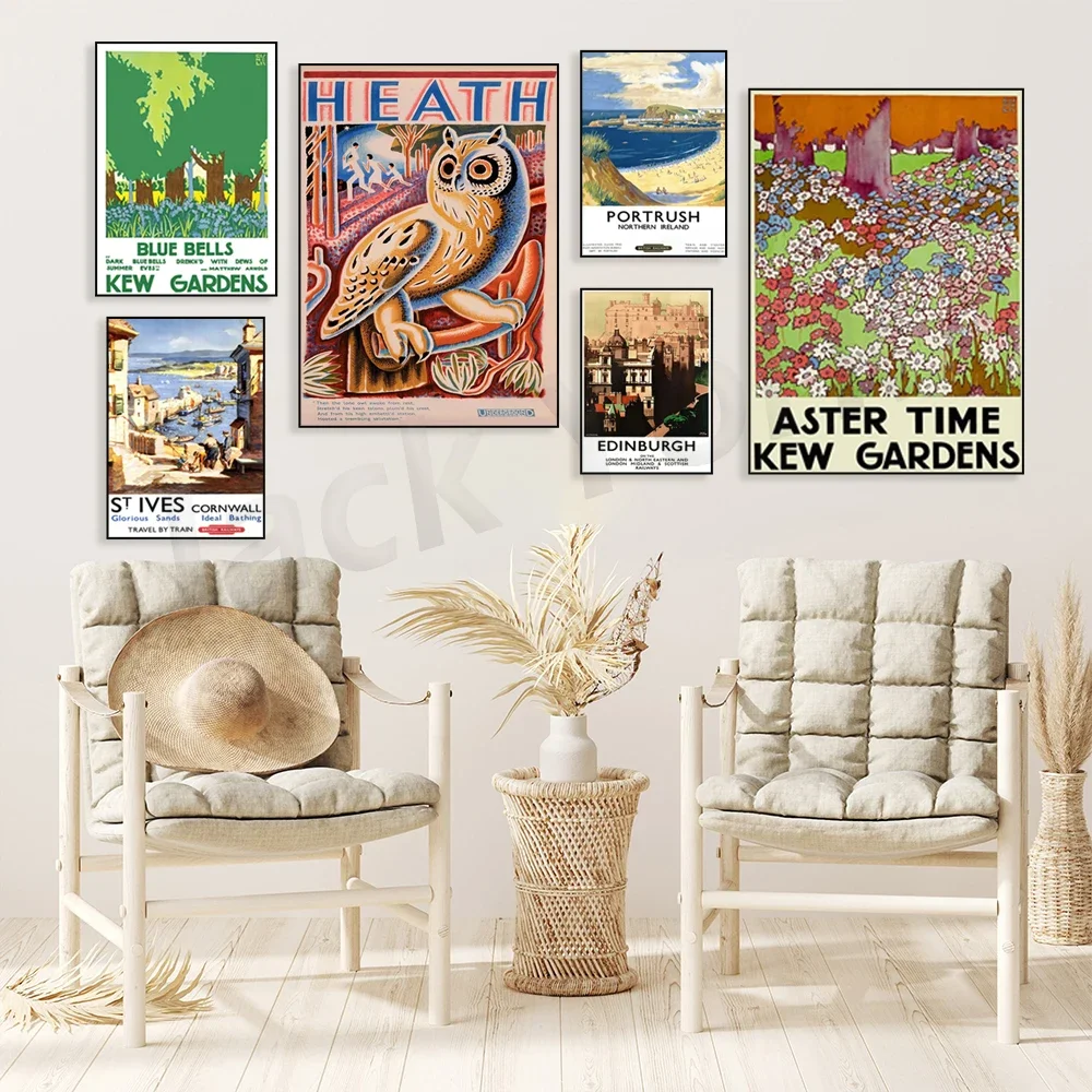 Edinburgh, UK rail travel print, vintage travel poster print, bedroom, lounge home decor, gift idea