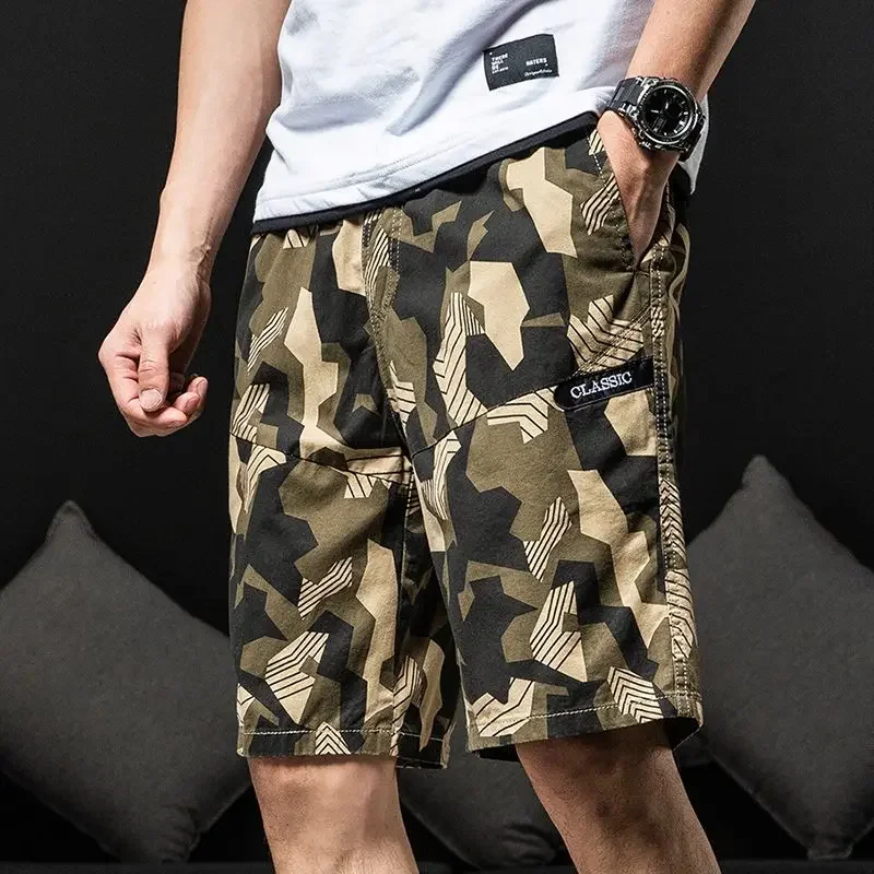 Mens Cargo Shorts Khaki Camo Long Bermuda Short Pants for Men Camouflage Half Luxury Jorts Wide Popular Clothes Hevy Whate Homme