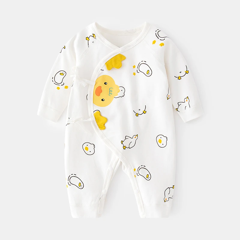 Baby boy clothes Baby Boy Girl Kids duckling Cotton Romper with Matched Bib Outfit