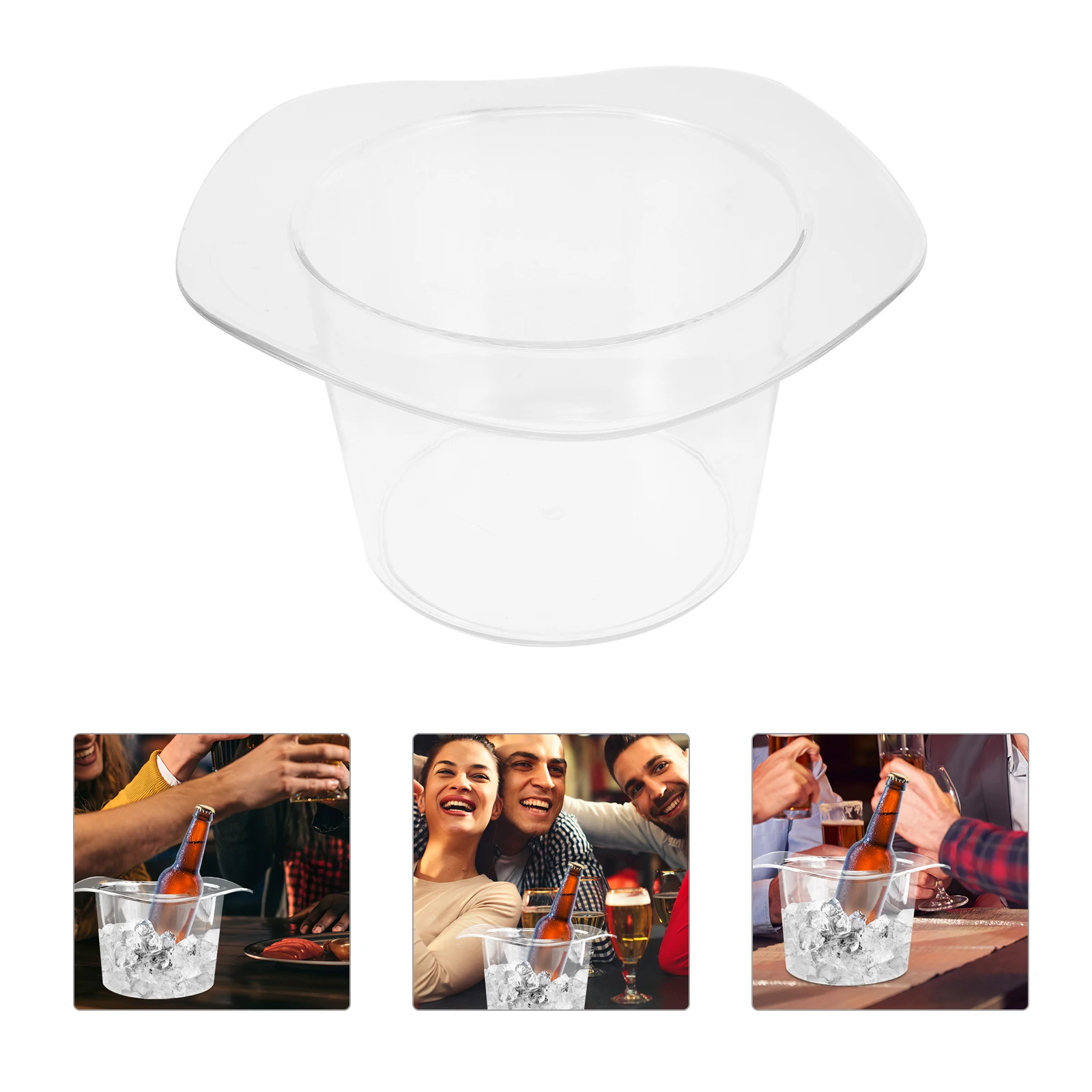 

Ice Bucket Hat Clear Acrylic Bucket for Cocktail Bar Home Party LED Cooler Bottle Storage