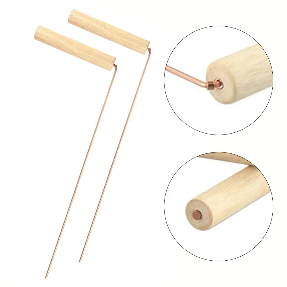 2pcs 99.9%Pure Copper Copper Probes Rod For Divination Tool With Wooden Handles 13.86 X 6.93 X 0.71 Inches Water Rods