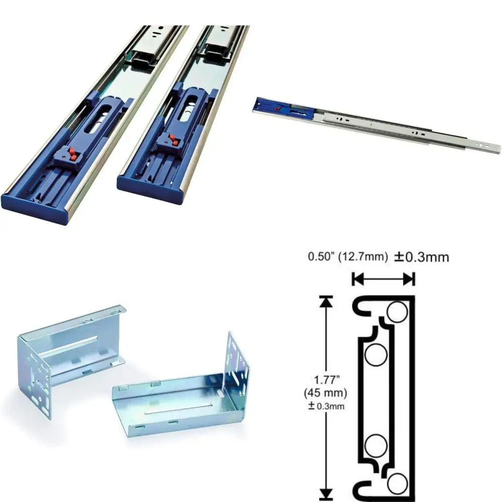

Full Extension Soft Close Side Mount Drawer Slides, 100LB Capacity, 14 Inches, 5 Pack, Self-Closing Mechanism