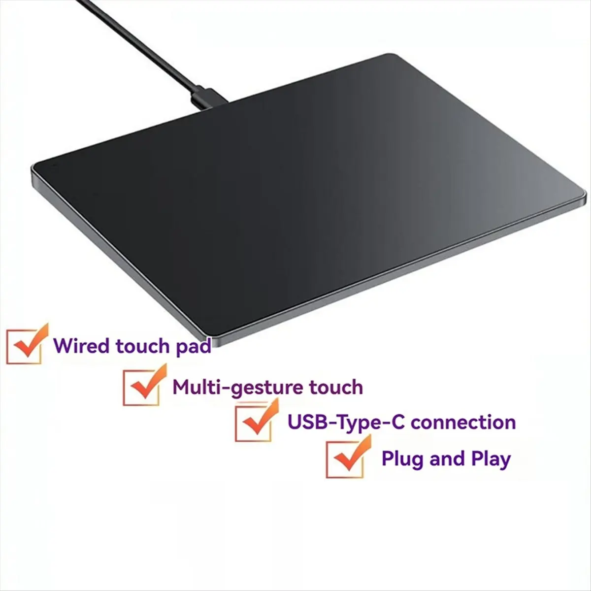 [VALUE PACK]USB Wired Multi-Touch Trackpad Slim Touchpad Mouse for Window Desktop/Notebook/Laptop Computer PC Black