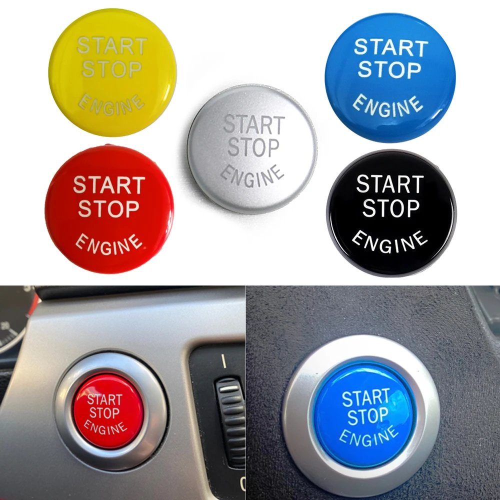 Cubierta del interruptor del botón de arranque y parada del coche para BMW E Seriers E90 E91 E92 E93 E87 E60 E83 E84 E89 negro plata rojo azul amarillo