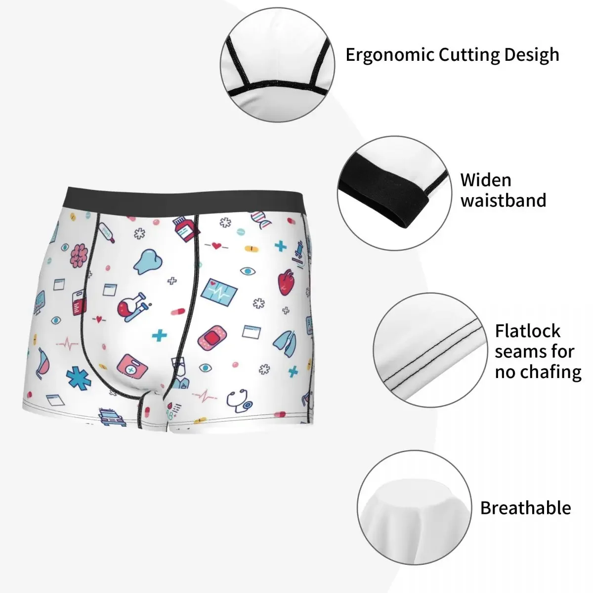 Homme Infirmière Outils Dessin Animé Sous-Vêtements Longs Sexy Boxer Briefs Shorts Culottes zones me Doux Caleçon S-XXL