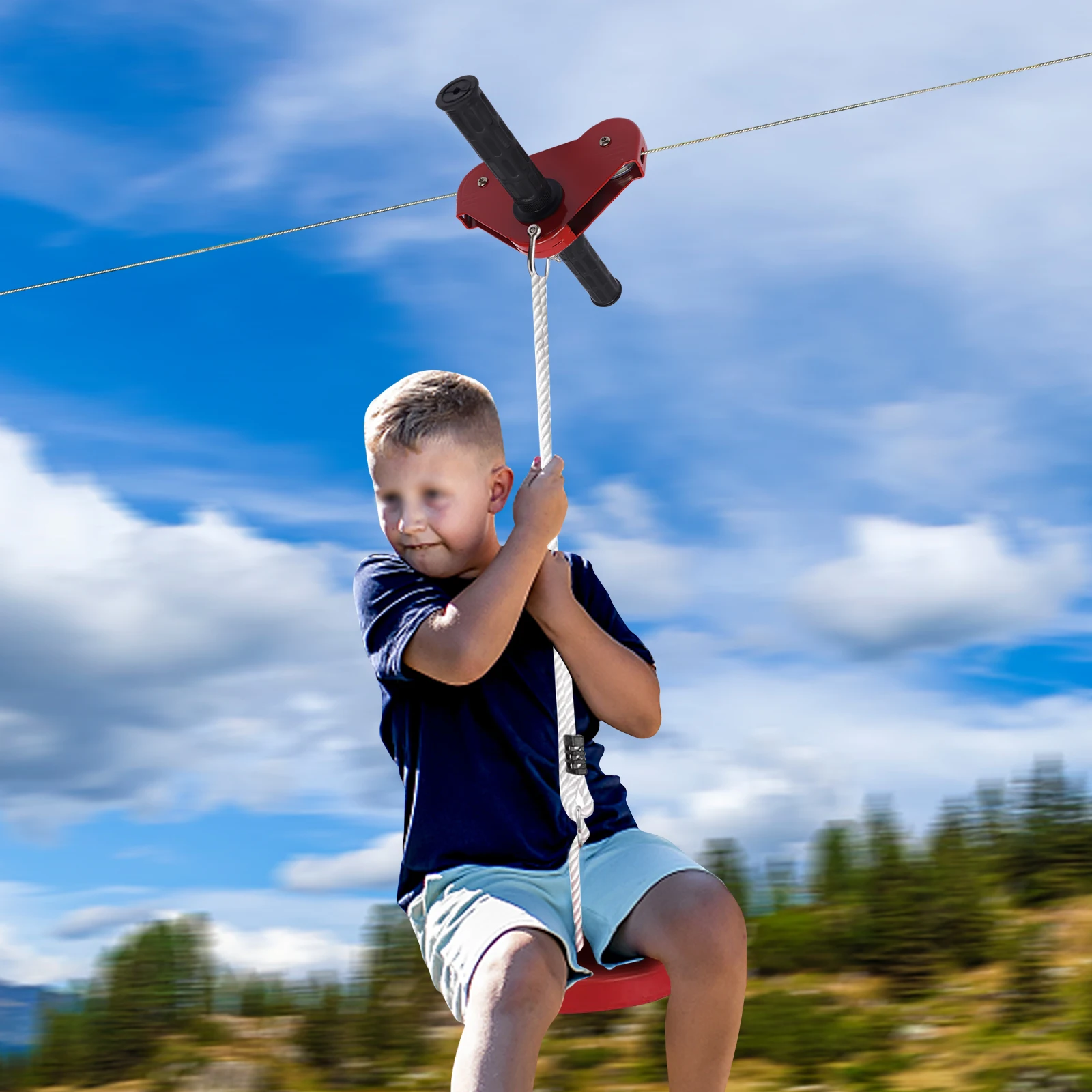 160 Ft Zip Line Kit For Kids and Adult up to 330Lb with galvanized iron Ziplin with Stainless Steel Spring Brake