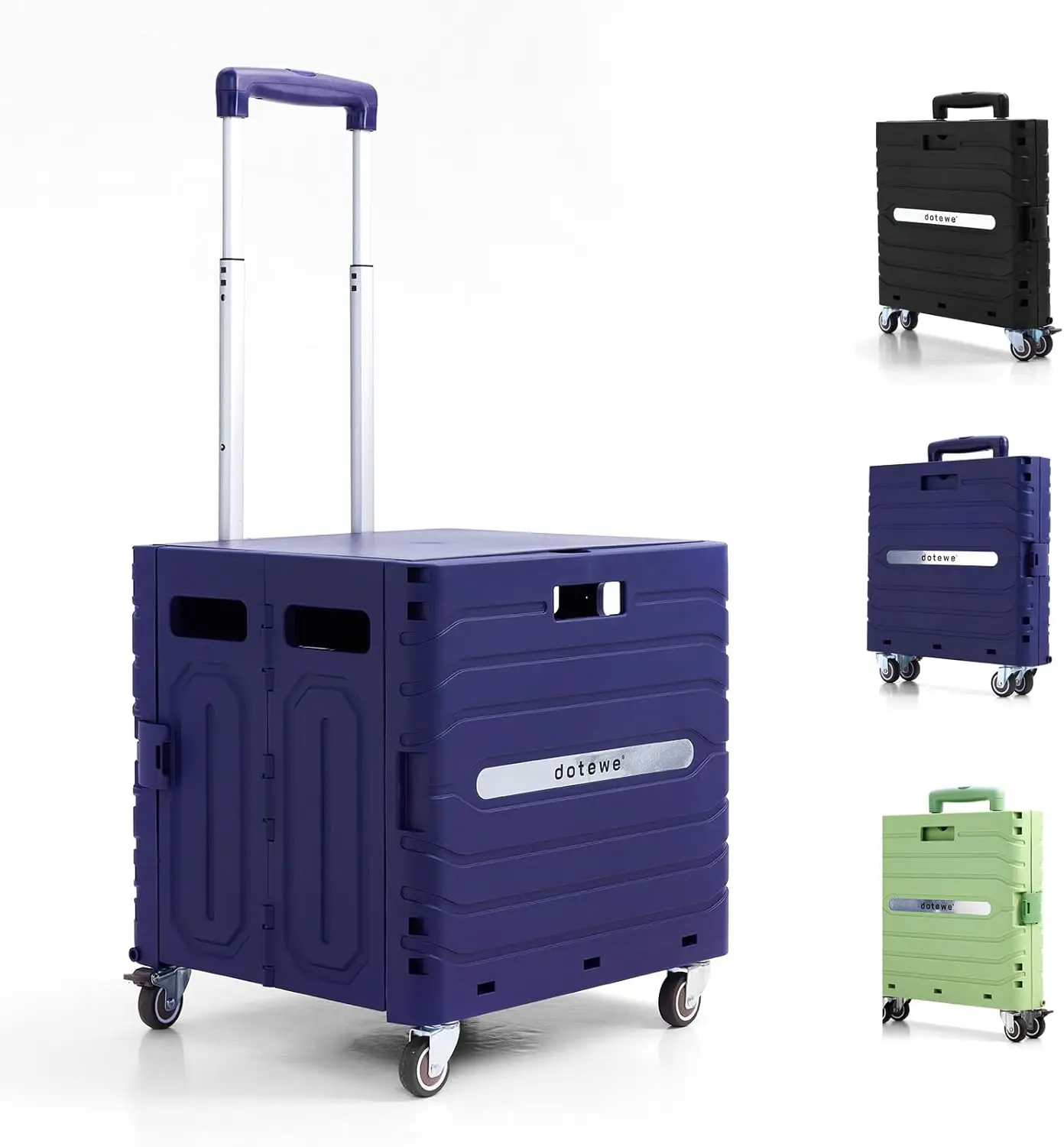 

Foldable Utility Cart with Lid and Wheels for Grocery, Garden, Office Storage - Purple