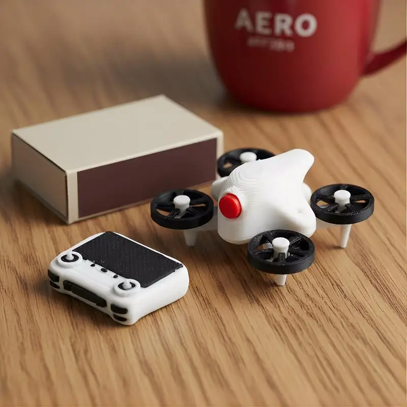 Miniature Drone Model With Remote Controller 1:12 Dollhouse Scene Decoration