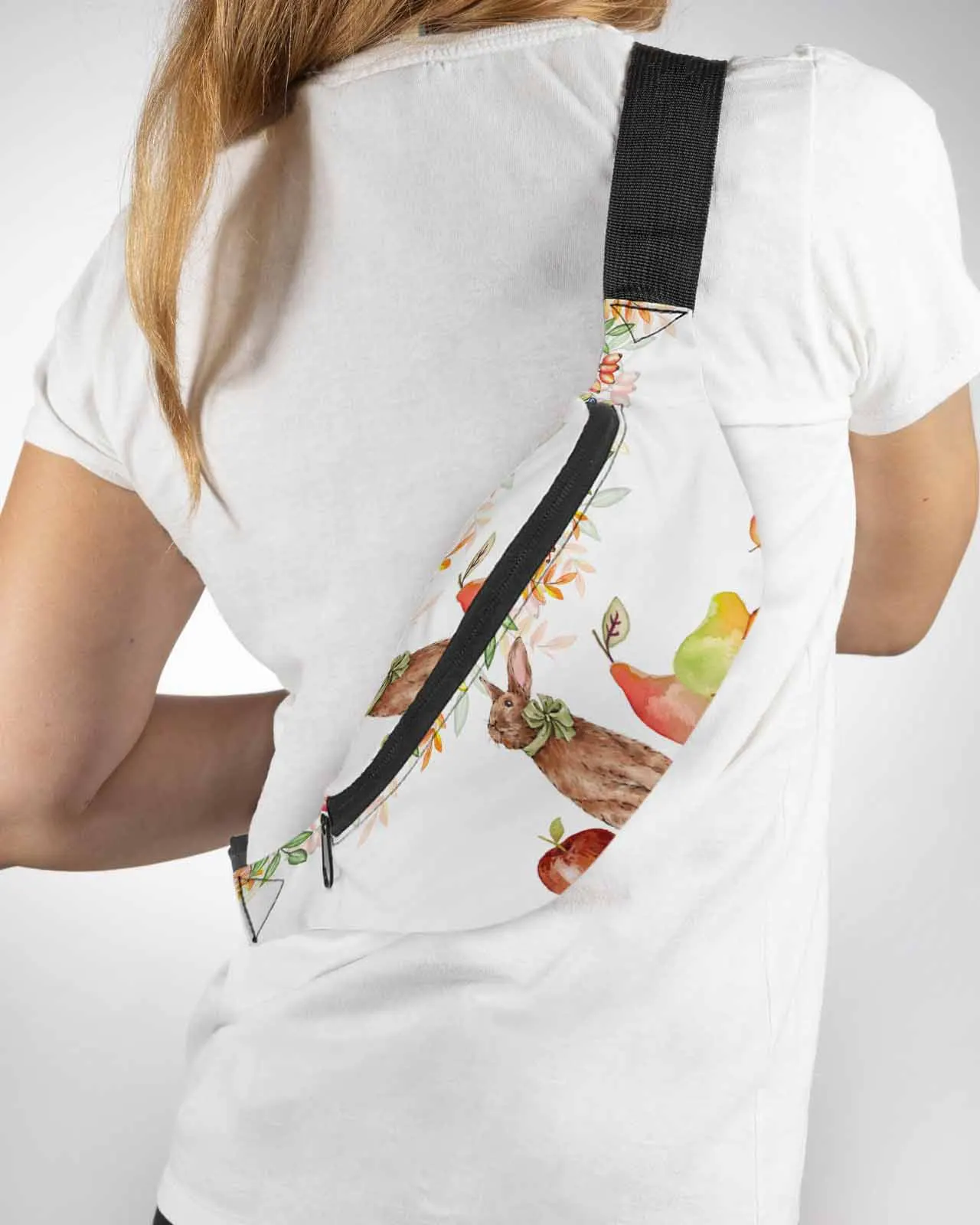 

Autumn Plant Rabbit Pear Leaves Watercolor Men Women Waist Bag Fanny Pack Belt Bag Wallet Pouch Waterproof Banana Hip Bags