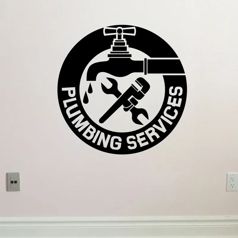 Plumbing Services Wall Decal Mechanic Plumber Vinyl Home Art Sticker Garage Decor Tool Faucet Murals Removable Wallpaper A114