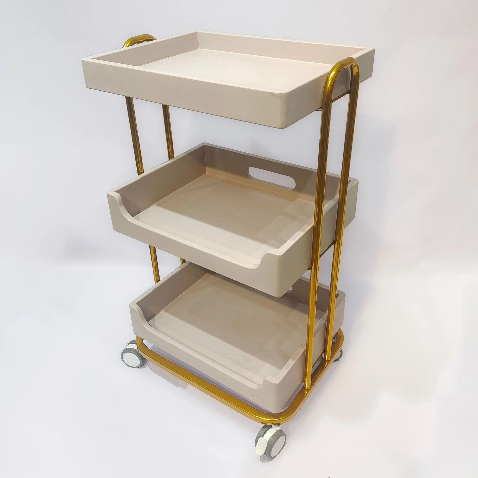 メイクアップサロン機器 ゴールド ピンク シルバー メタル  - Beauty Makeup Trolley のレビューと価格