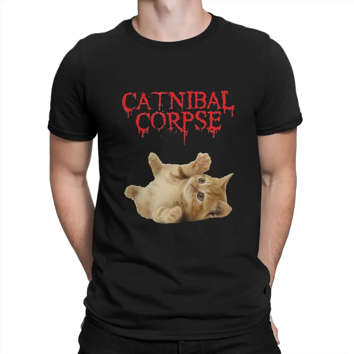 Catnibal Corpse Essential Distinctive T Shirt Harajuku Sweatshirts Hipster Heavy Mental Cat Meme Man TShirt streetwear Cotton