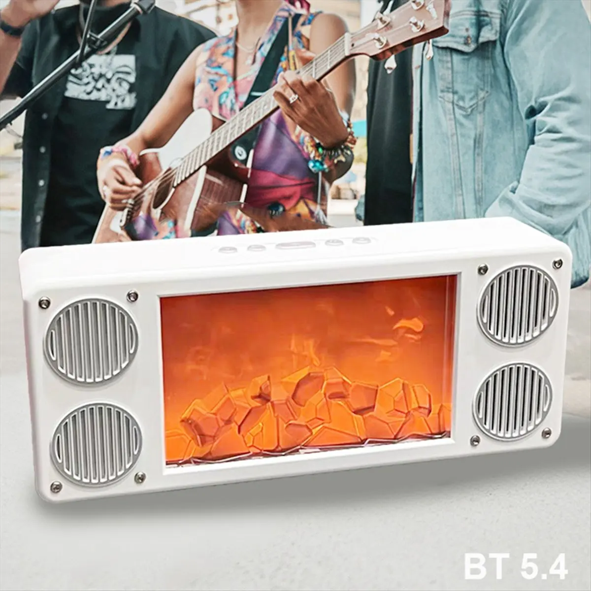 Panoramic 360° Stereo Surround Bluetooth Speaker with Flame Fireplace Effect HIFI Subwoofer Support TF USB AUX Play