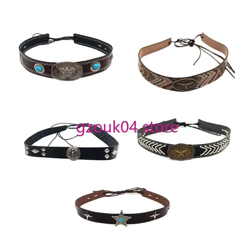 

68TD Stitched Hat Bands for Western Cowboy and Fedoras Hats Decorative Belt