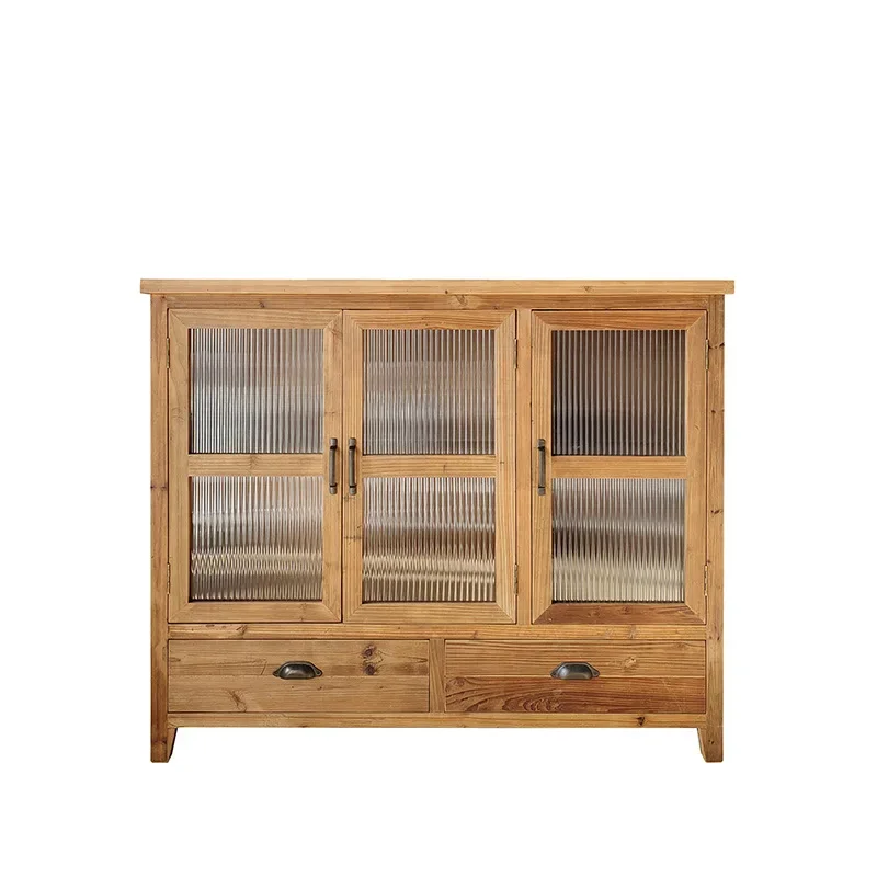 

American solid wood dining side cabinet retro glass porch kitchen B & B