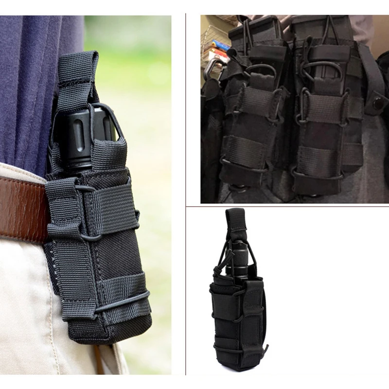 Tactical Magazine Pouch Pistol Single Mag Bag Molle Flashlight Pouch Torch Holder Hunting Knife Holster Shooting Airsoft