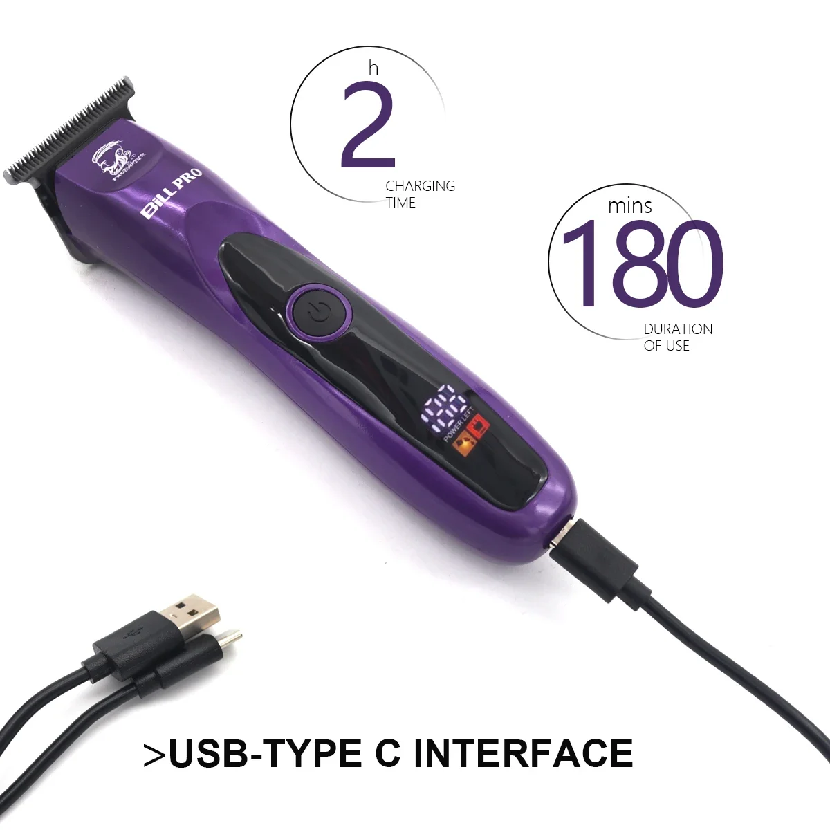 BILL 951 ผู้ชายผมTrimmer DLCใบมีด 10WจอแสดงผลLCDตัดผมร้านตัดผมอุปกรณ์Professional Finishingเครื่อง