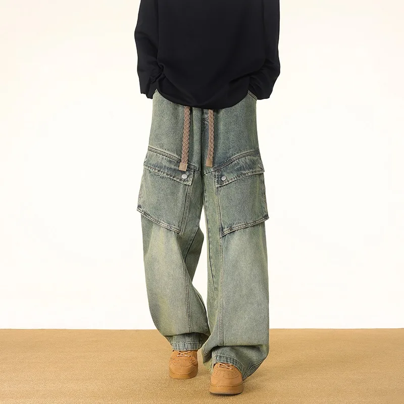 Men's Jeans Man Pants Loose Fit Straight Leg Casual Spring Autumn Work Denim Trousers Plus Size Fashion Heavy Duty