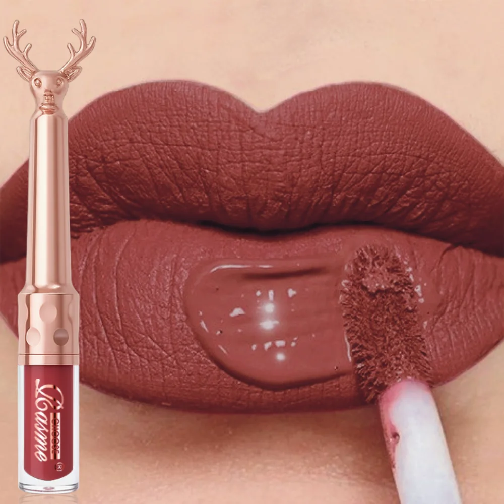 أحمر شفاه سائل عاري مقاوم للماء مخملي غير لامع ملمع شفاه يدوم طويلاً غير لاصق كوب ملمع شفاه أصباغ مكياج مستحضرات تجميل عيد الميلاد #5