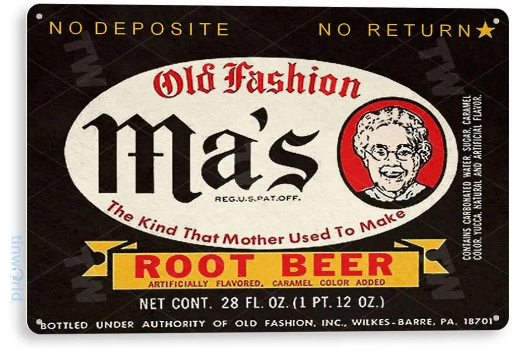 Tinworld Tin Sign Mas Root Beer Soda Retro Cola Store Metal Sign Decor Kitchen Cottage Cave B675 sign