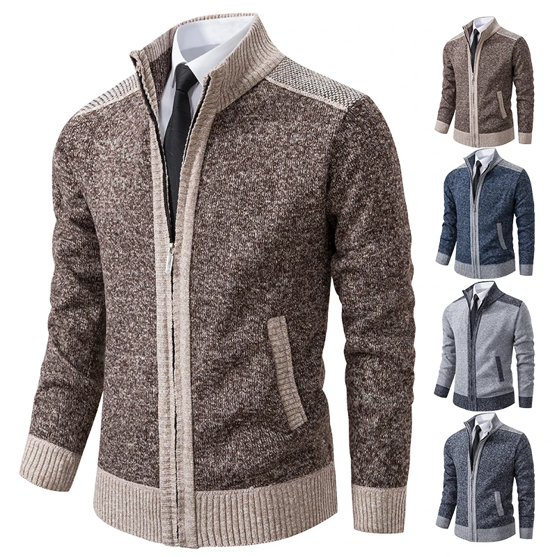 

Cardigan sweater coat men's 2023 new autumn and winter thick warm collar sweater