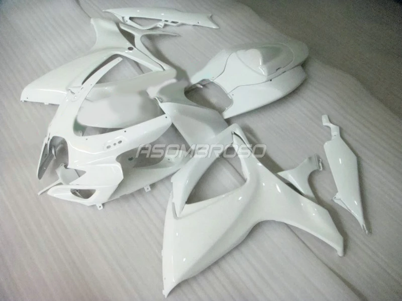 Free custom Bodywork for Suzuki 2006 2007 GSXR750 GSXR600 100% Injection Fairing K6 GSX R600 2006 2007 full white Fairings set