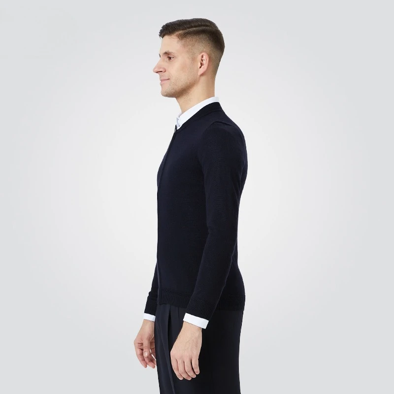 Customized Wrinkle Resistant Long Sleeved Wool Sweater for Men and Women Knitted Sweater Solid Color Zipper Dance Outfit
