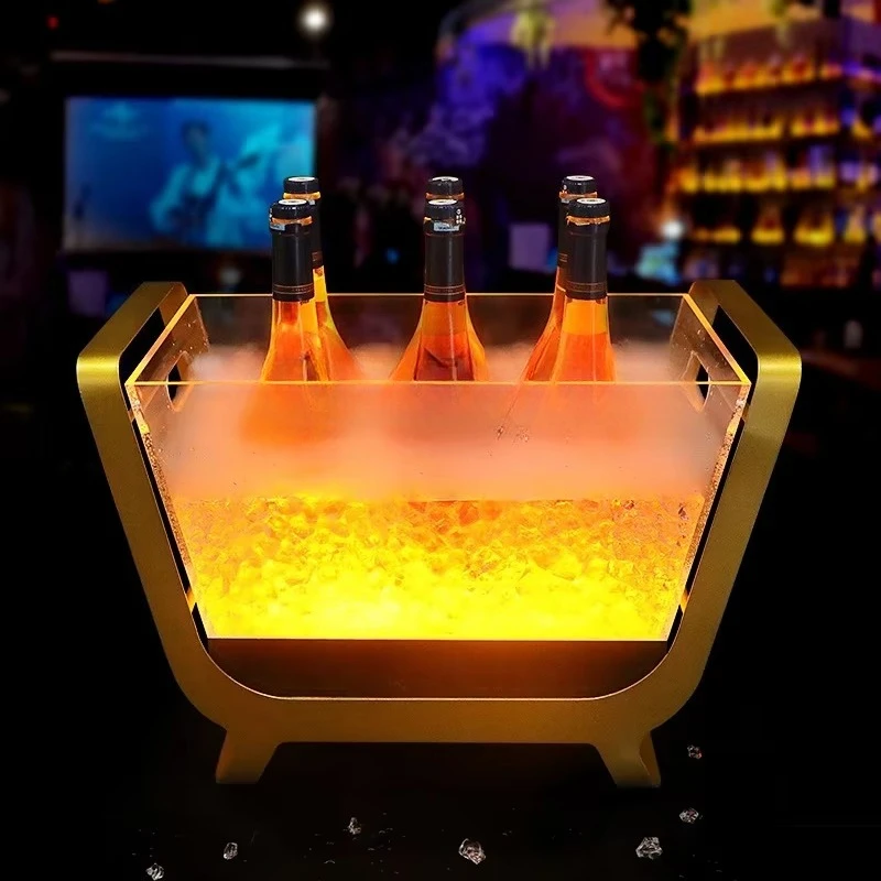 Large Plastic PC Modern Portable 10/16L LED Ice Bucket Bar Accessories for Parties, KTVs, Boats and Wine Cabinets