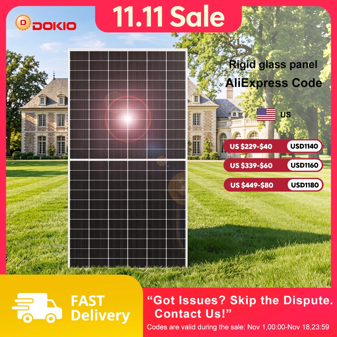 DOKIO 600W Balcony Solar Panel | New Upgraded Bifacial Dual-Side Sun Capture | 600W Plug & Play PV System | US Local Shipping