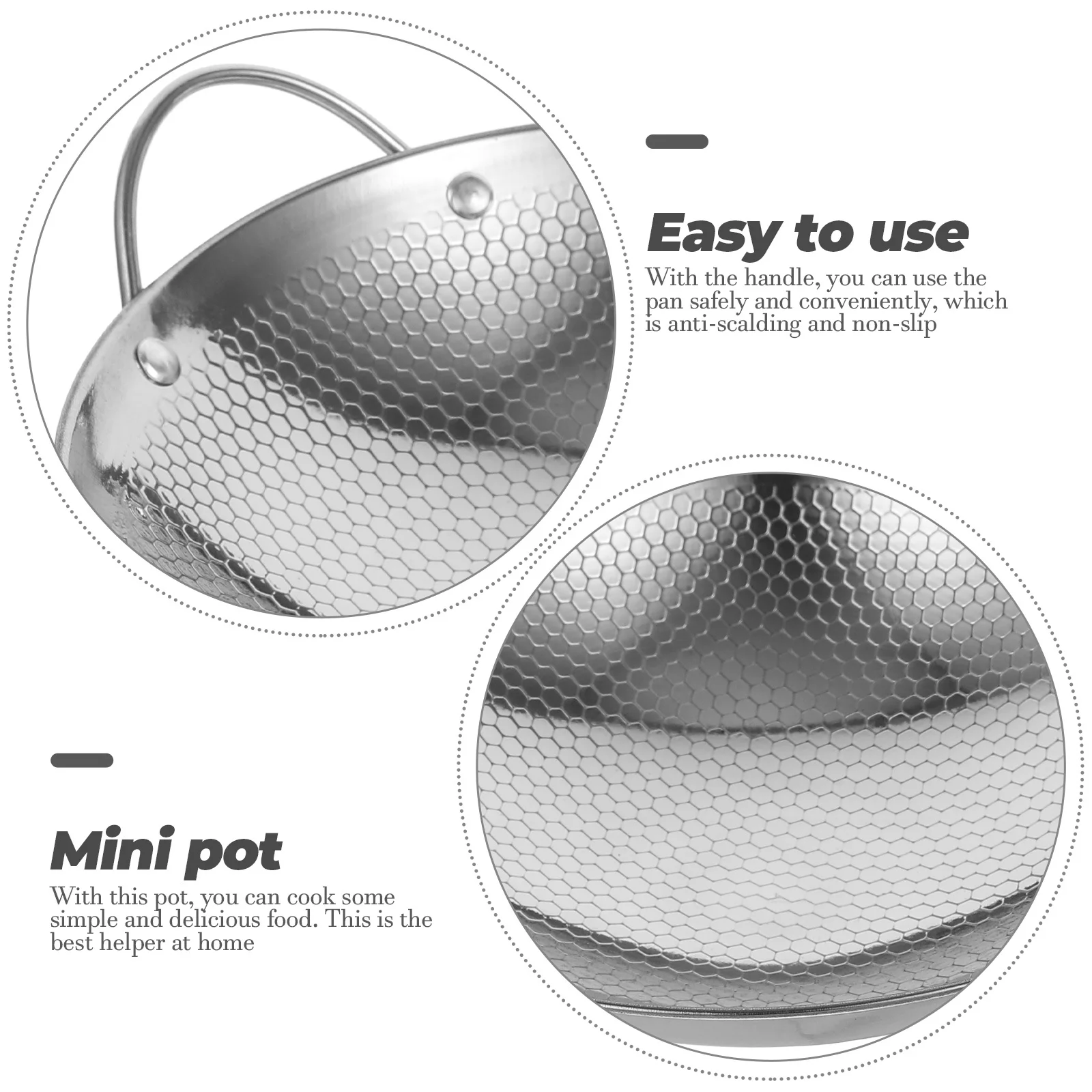 

1 pc Honeycomb Non-Stick Dry Pot Mini Stainless Steel Lightweight Outdoor Cooking Pot For Seafood Rice Noodles Stew