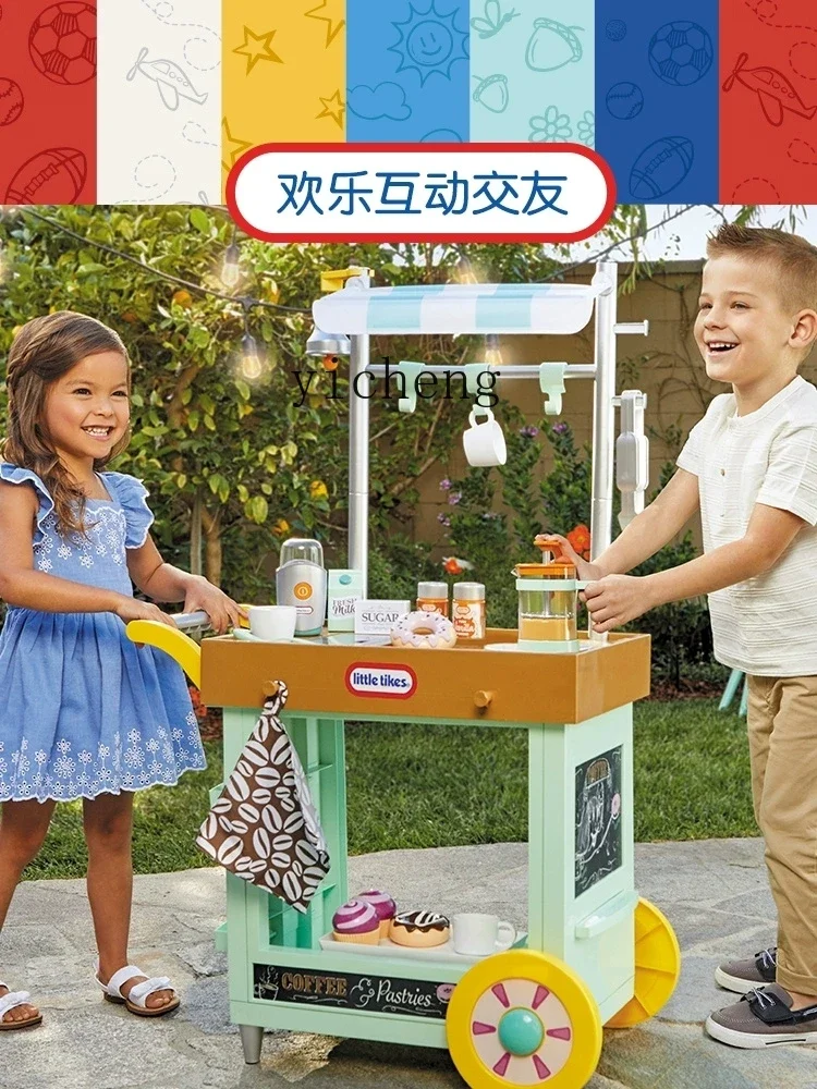Tqh2 in 1 Mobile Dessert Station Children Ice Cream Car Play House Simulation Toy Vending Machine Stroller Girl