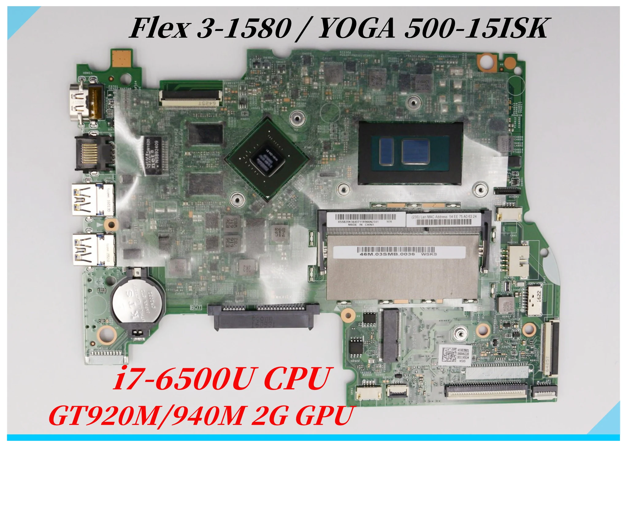 448.06701.0011 für Lenovo Flex 3-1/8 Yoga 500-15isk Edge 2-100 Laptop Motherboard 14292 Zoll i5 i7 CPU 1580 m/1580 m 2g GPU