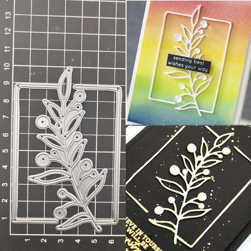 

Botanical Branch Frame Dies Foliage Metal Cutting Dies Stencil Scrapbook Diy Album Stamp Paper Card Embossing Decor Craft Knife