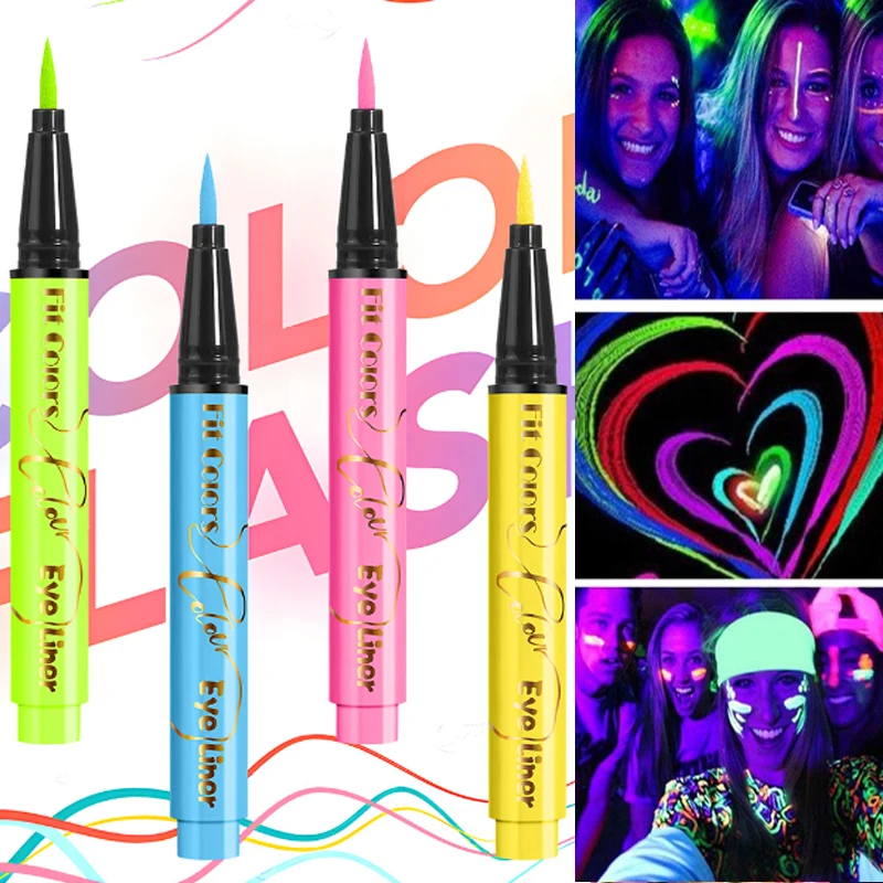 12 Colors UV Fluorescent Eyeliner Pen Ultra-thin Waterproof  Glue Pen Halloween Face Color Face Eye Painting Pencil Cosmetic