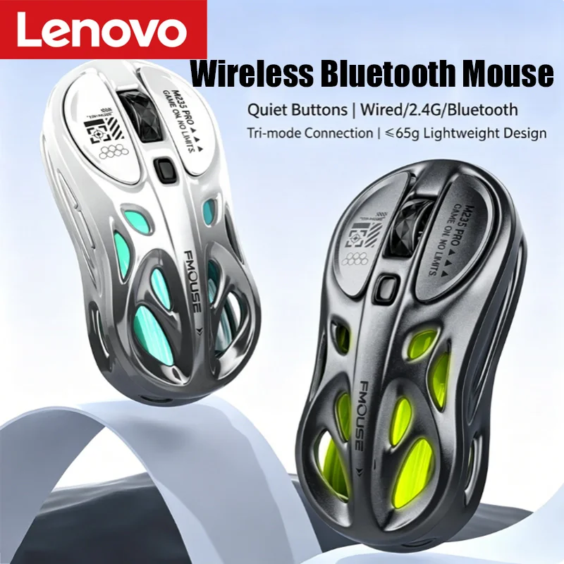 Lenovo Portable Tablet Universal Mouse Tri-mode Wireless Bluetooth Mouse Lightweight Computer Rgb Illuminated Gaming Mouse