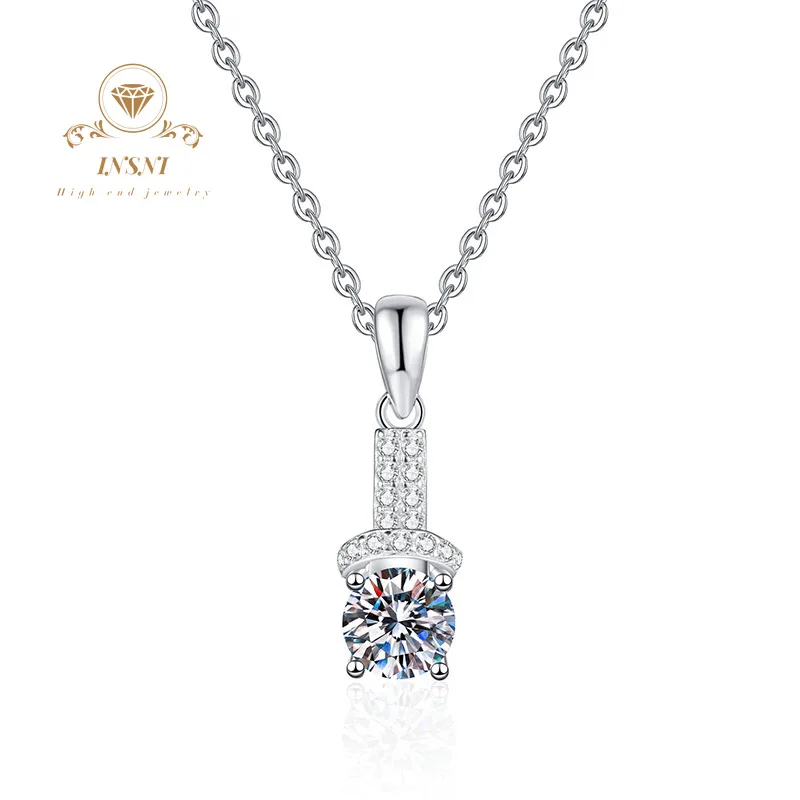 1CT D Color Moissanite S925 Sterling Silver Luxury Unique Pendant Women's Necklace   Certified Minimalist Jewelry Free Gift 