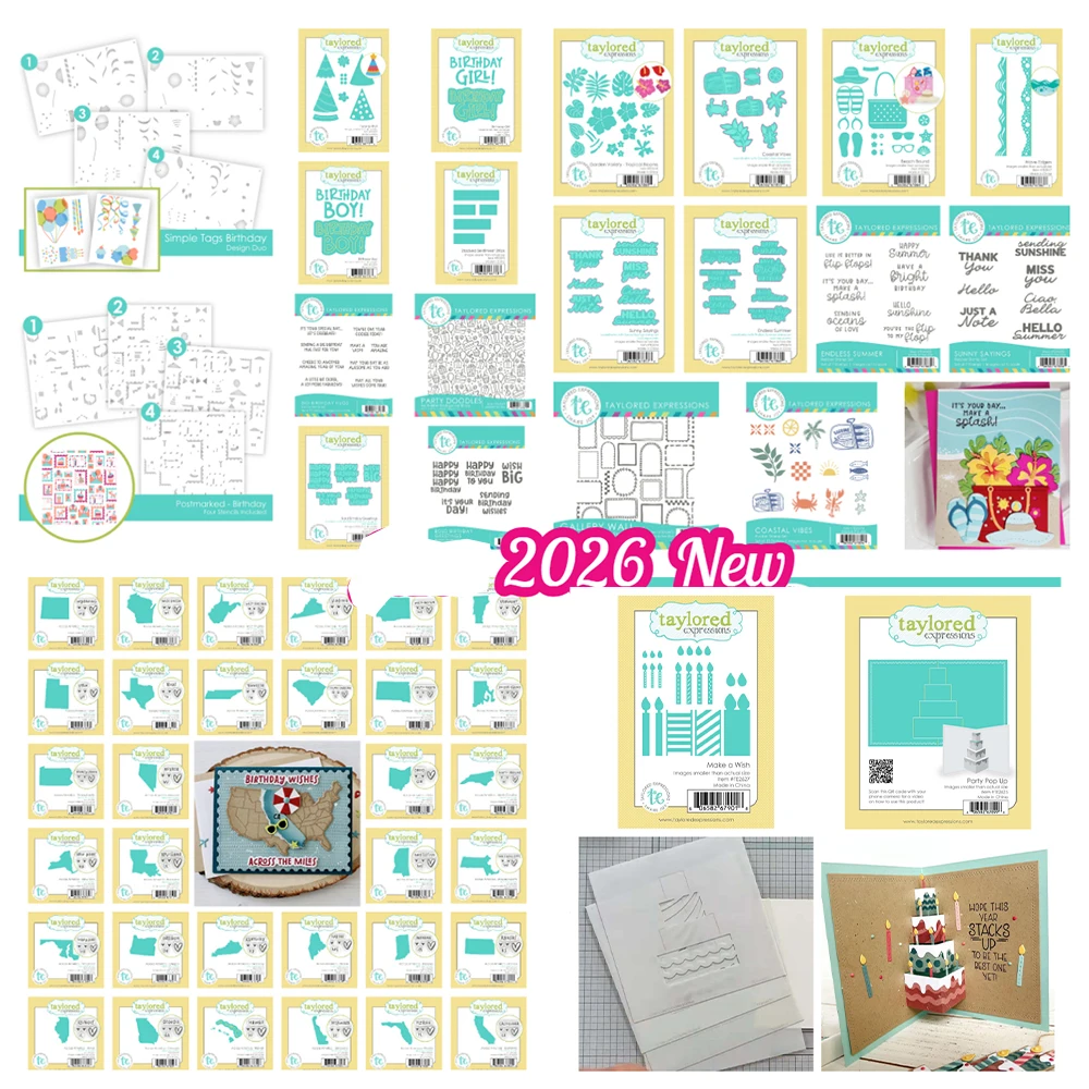 Troqueles de corte de metal y sellos para scrapbooking DIY, diseño 'Big Birthday Hugs' y 'Birthday Girl Boy Endless Summer', Novedad Junio 2026