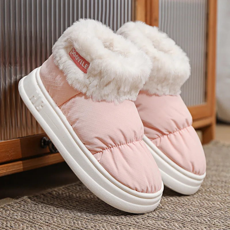 

2023 Women Winter Boots High Top Unisex Furry Shoes Outside Thickening Plush Keep Warm Thick Heels Plus Size Couples Snow Boot