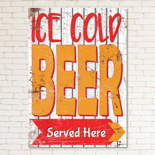 ICE COLD BEER Retro Metal Sign Man Cave Bar Pub Plaque Party Vintage Gift