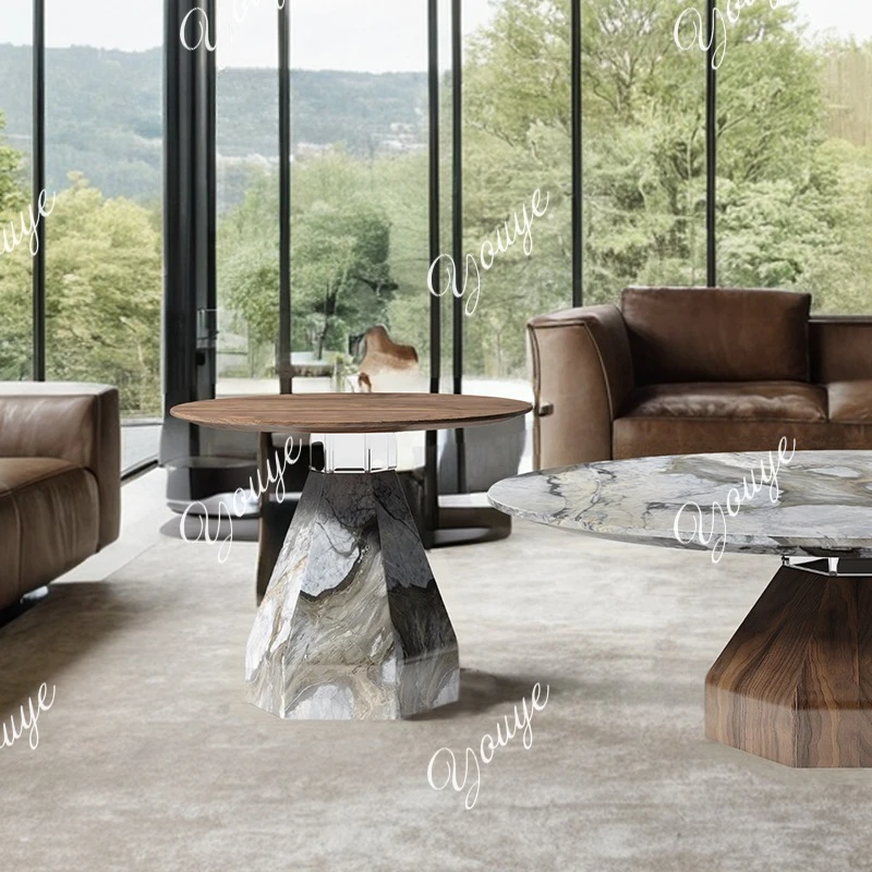 Natural marble edge few living room home light luxury high-end modern simple acrylic suspension medieval sofa corner few